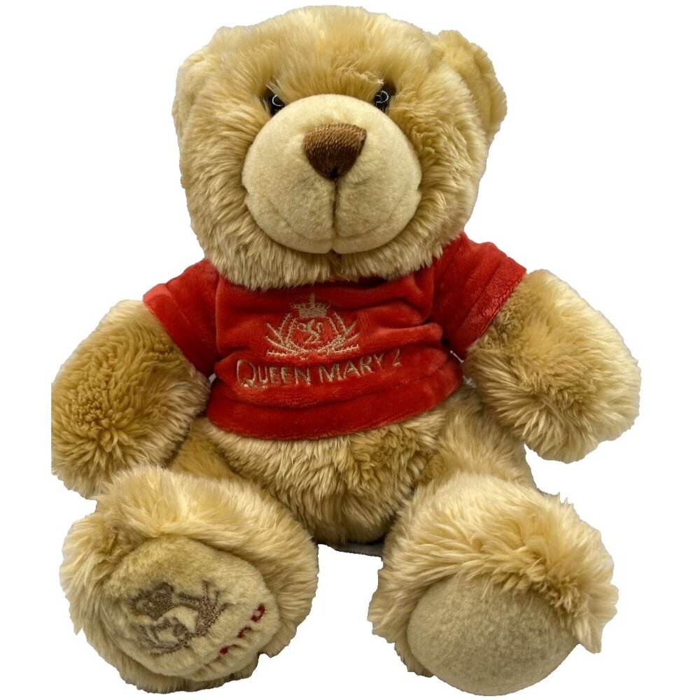 Queen Mary 2 Cunard Teddy Bear Red Shirt Soft Plush Stuffed Animal Toy 8”